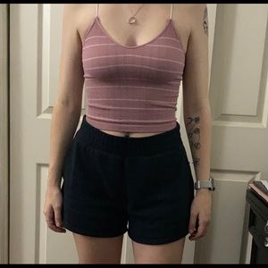 Loungewear crop top with crossing strings in back